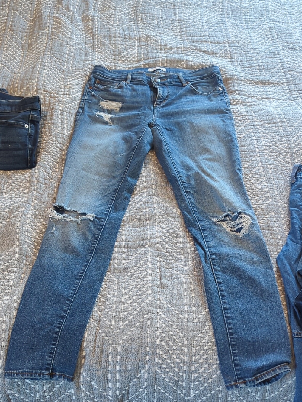LOFT Distressed Skinny Jeans in Medium Blue